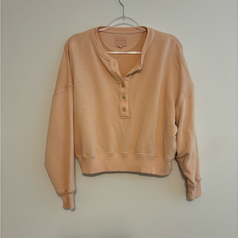 American Eagle Outfitters Peach Henley Sweatshirt